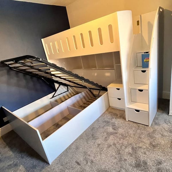 double single L shape ottoman bed