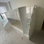 Single wooden bunk beds without slide and stairs