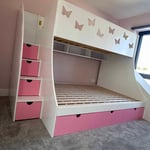 Double bed and single bed bunk with slide