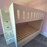 double bunk bed top and bottom with storage