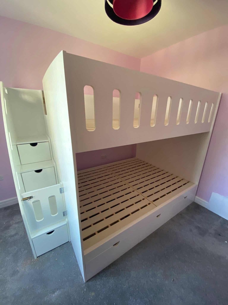 double bunk bed top and bottom with storage