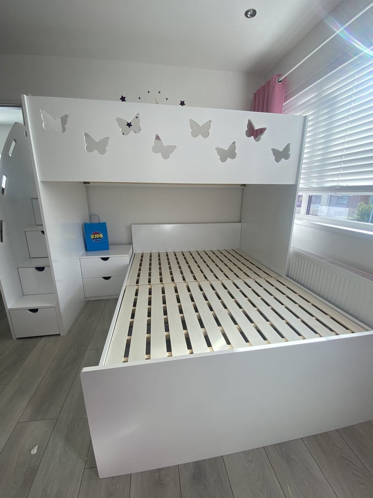 Double Single L Shaped Bunk Bed with Mattress