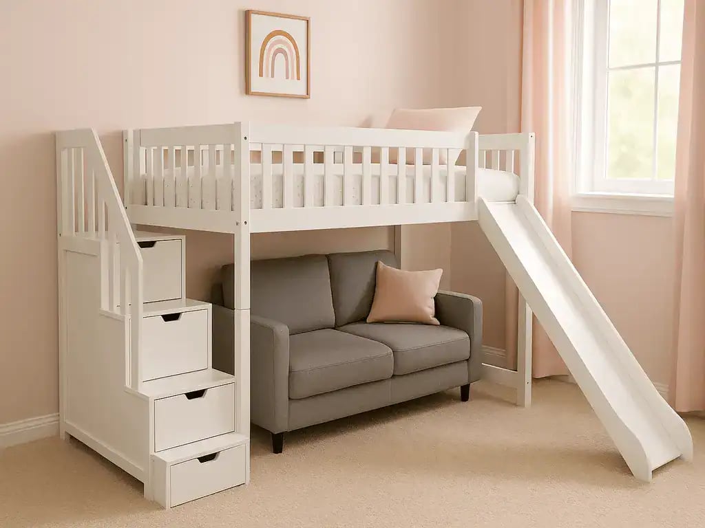 Loft Bed with Slide for Kids