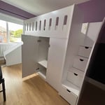 High Sleeper Bed With Drawer and Oval Cutouts