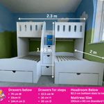 3 bed bunk bed with stairs
