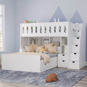 Bunk beds with shelving