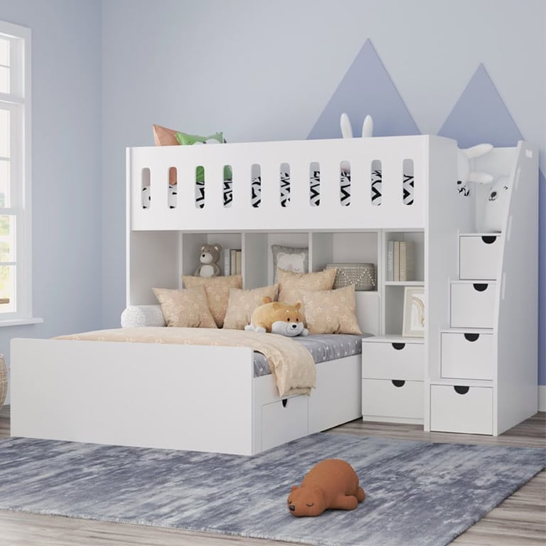 Bunk beds with shelving