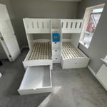 triple bunk beds with steps