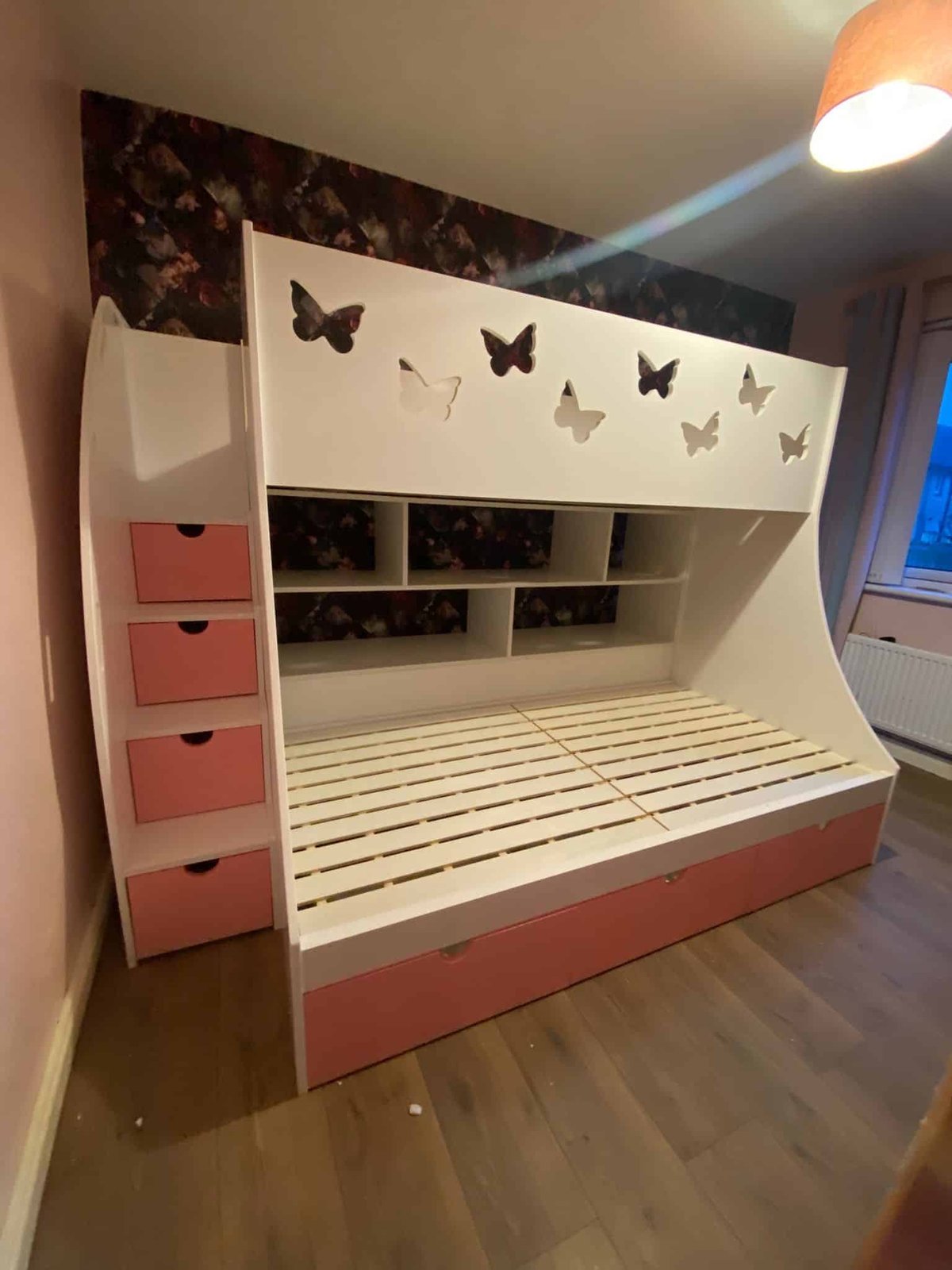 bunk bed with shelving