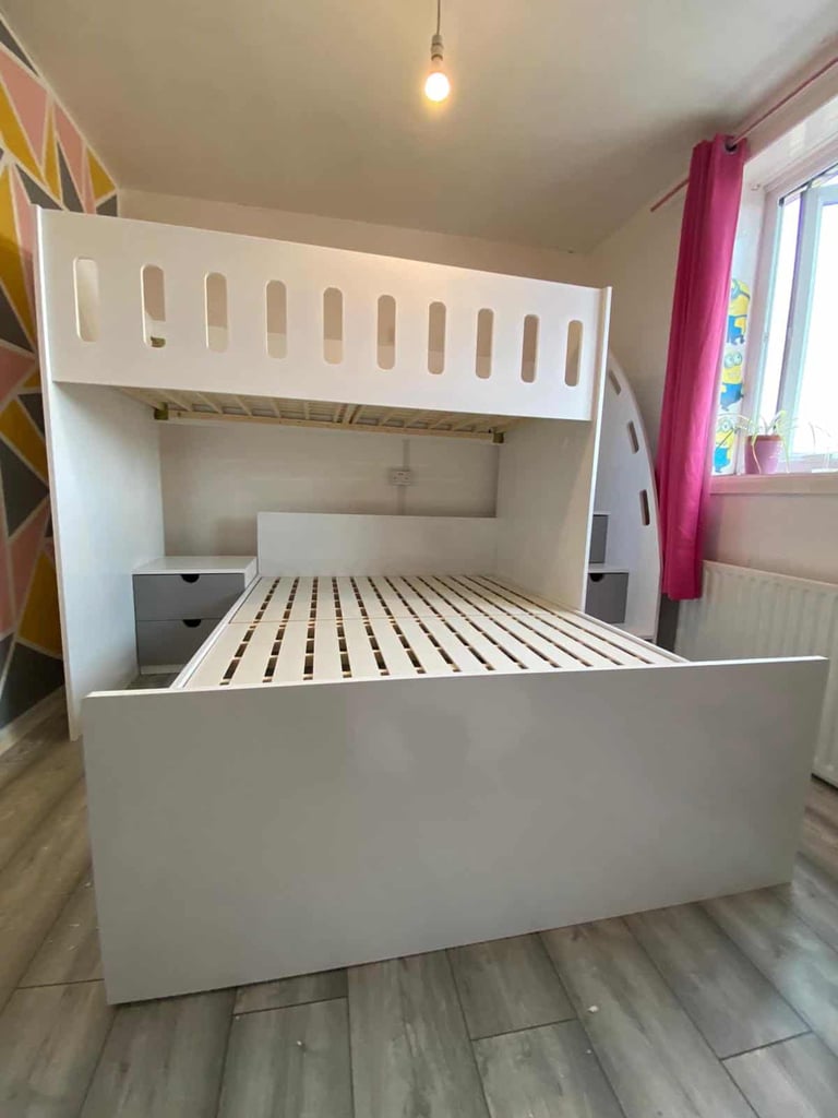 Double and Single L Shaped Bunk Bed with Storage