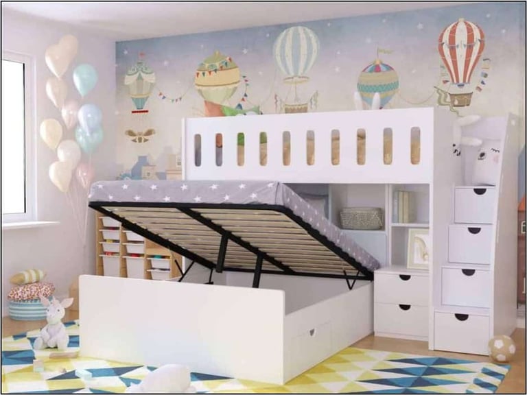 Wooden corner bunk beds with luxurious finishes