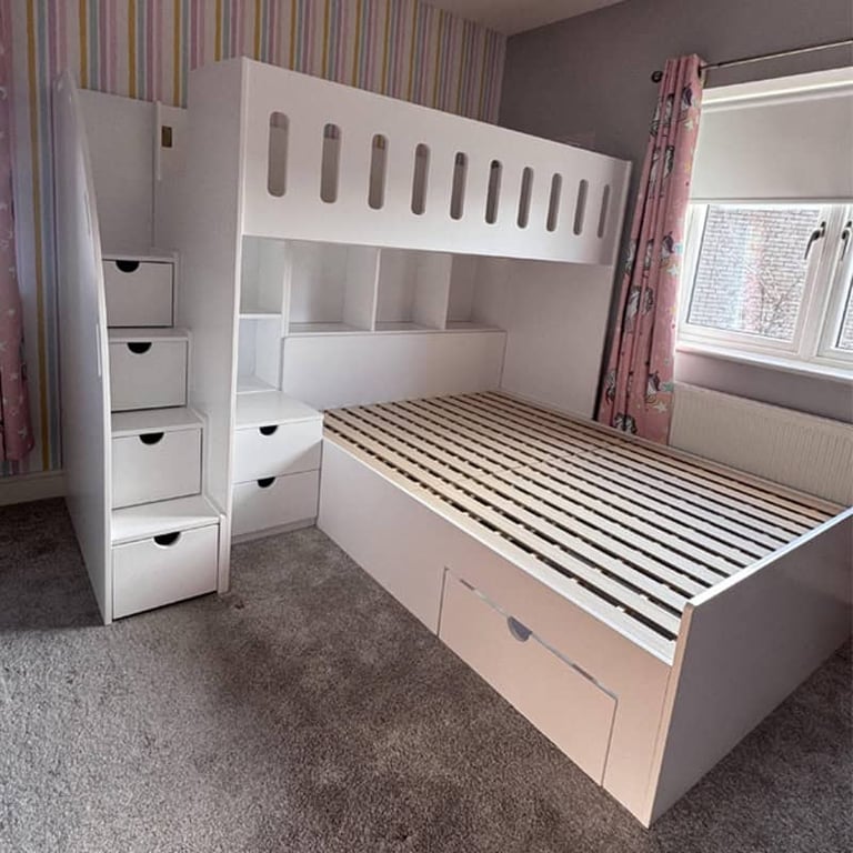 L shaped bunk beds with storage