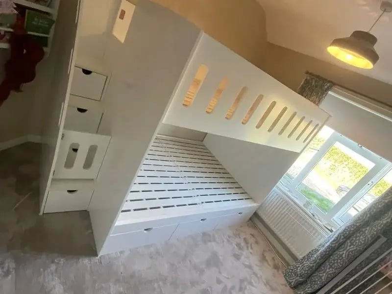 double bunk bed with stair gate