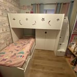 Single bed for girls with stairs for small spaces