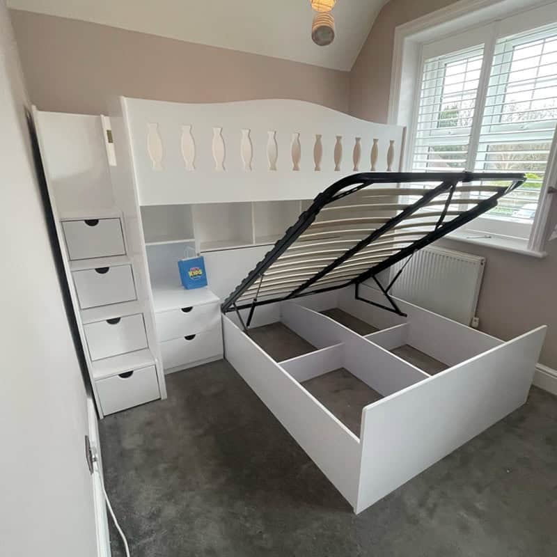 double and single L shape ottoman bed close view