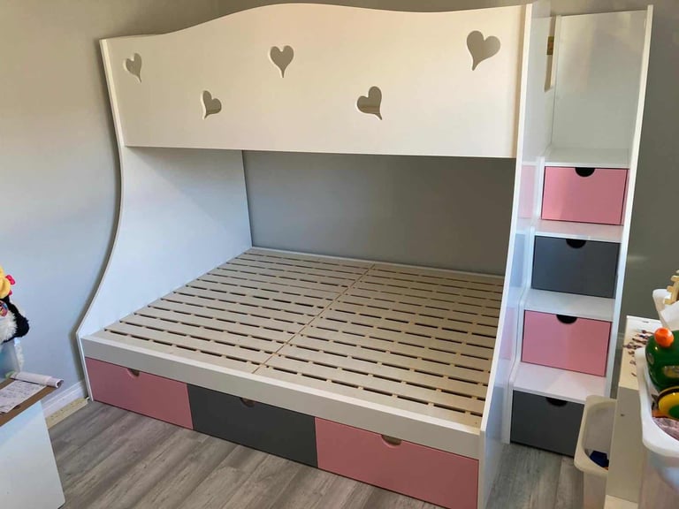 Girls single bed with storage compartments