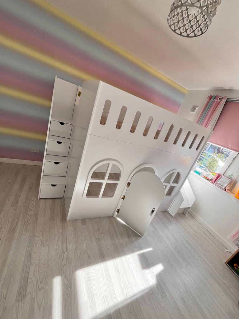 playhouse bed with stairs and slide