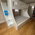 bunk bed with double on bottom and single on top