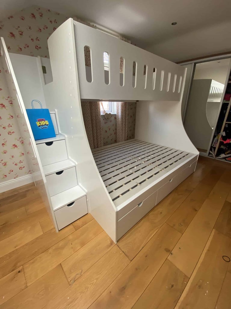 bunk bed with double on bottom and single on top