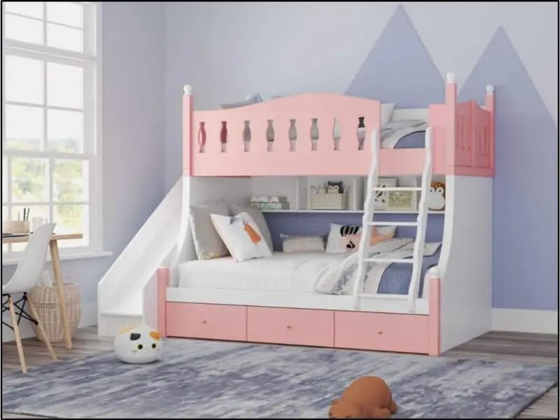 Pink Triple Sleeper Bunk Bed