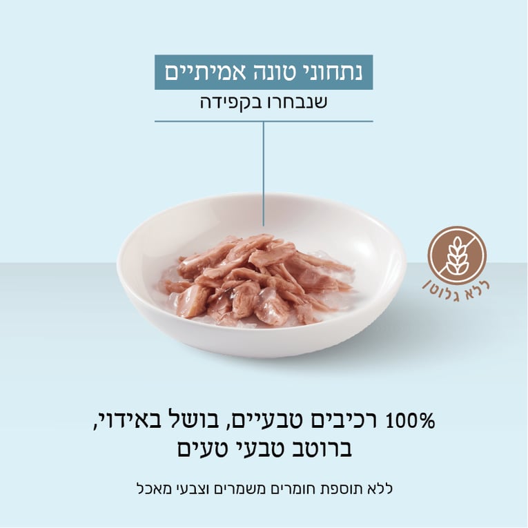 מעדן שזיר לחתולים טונה טבעי במי בישול 85 גר'