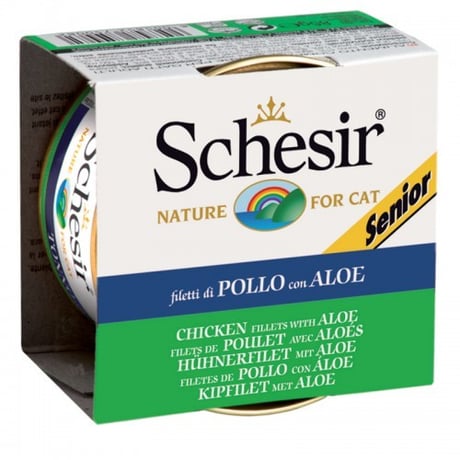 שזיר מעדן לחתול סניור עוף ואלוורה 85 גר'