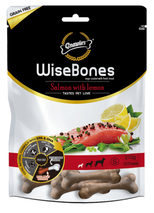 גנאולרס עצמות סלמון בלימון 200 גרם-Gnawlers Wise Bone Salmon&Lemon