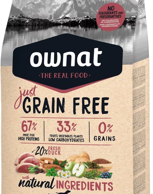אוונט ג'סט ללא דגנים ברווז 14 ק"ג - Ownat Just Grain Free Duck