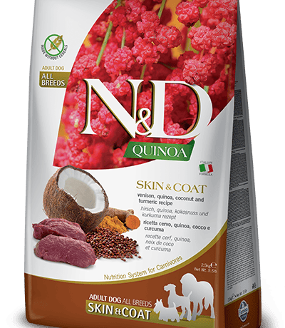 נטורל אנד דלישס קינואה לעור ולפרווה צבי 2.5 ק"ג - N&D Quinoa SKIN&COAT Venison