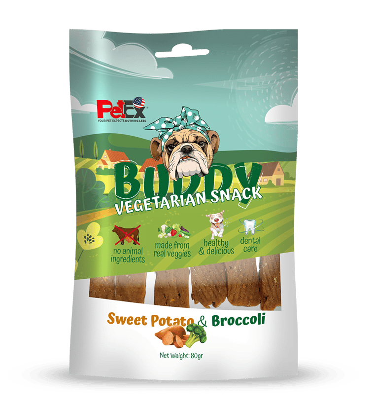 באדי סנאק חטיף צמחוני לכלב עם בטטה וברוקולי 80גר'