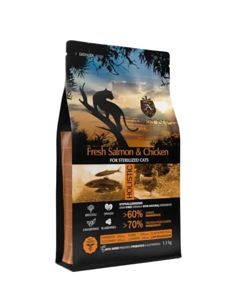 אמברוסיה חתול סטרלייז סלמון ועוף 5 ק"ג - Ambrosia Cat sterilized salmon & chicken