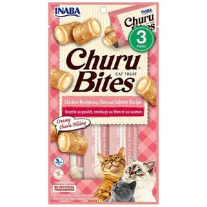 חטיף אינאבה בייטס עוף עם טונה וסלמון לחתול 30 גר'