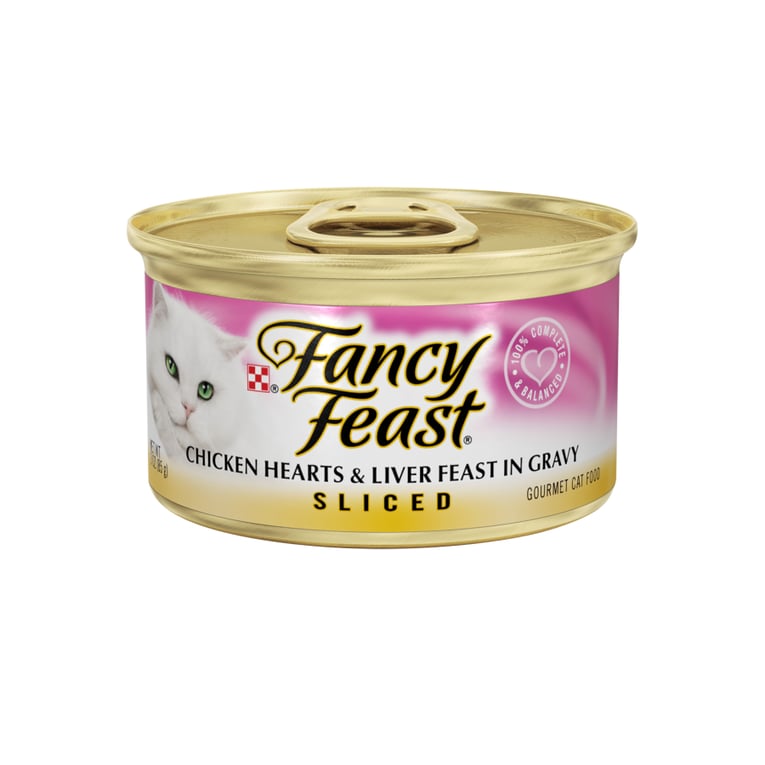 פנסי פיסט נתחי לבבות עוף וכבד 85 גרם- Fancy Feast Chicken Hearts&Liver