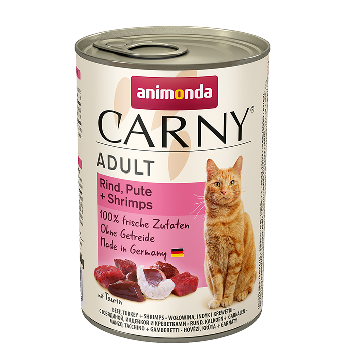 קרני בשר בקר,הודו ושרימפס חתול בוגר 400 גרם- Carny Beef,Turkey&Shrimps Adult