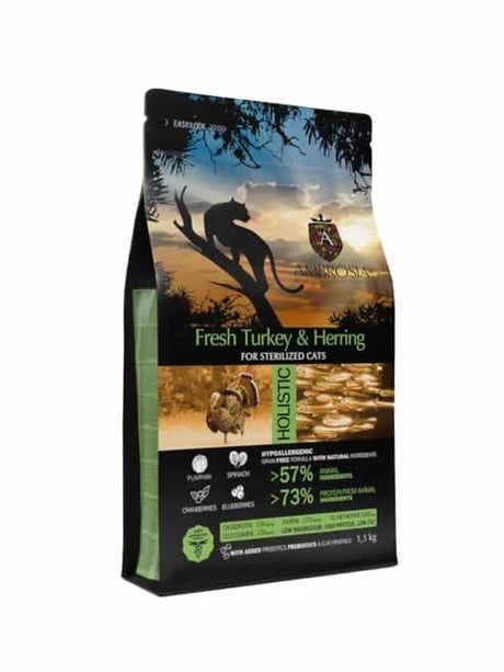 אמברוסיה חתול סטרלייז הודו ודג הרינג 5 ק"ג - Ambrosia Cat sterilized turkey & herring