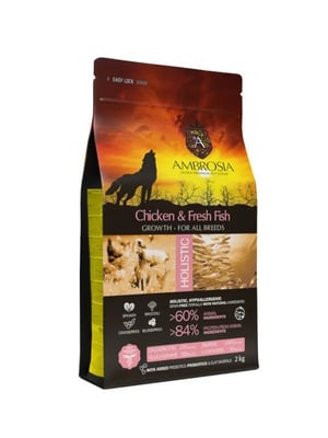 אמברוסיה גור עוף ודג לבן 12 ק"ג - Ambrosia Puppy Chicken and fresh fish