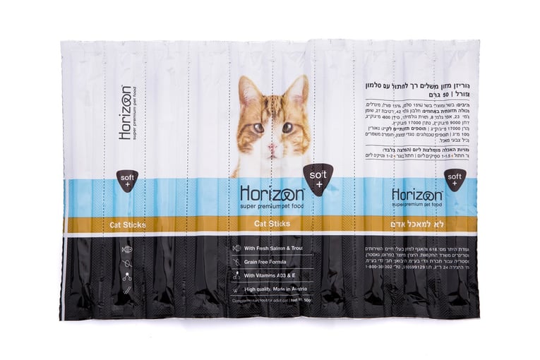 הורייזן סטיק סלמון ופורל לחתול 50 גר'