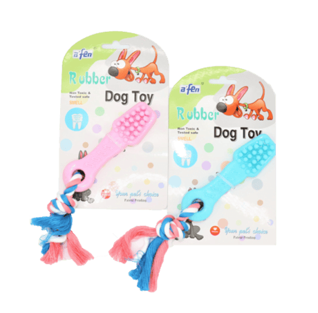 מברשת שיניים מגומי עם חבל לגורים