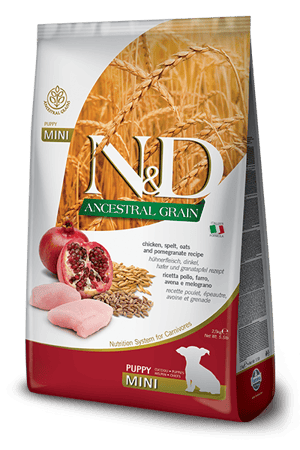 נטורל אנד דלישס גור גזע קטן עוף ורימון 7 ק"ג- N&D Chicken Mini Puppy
