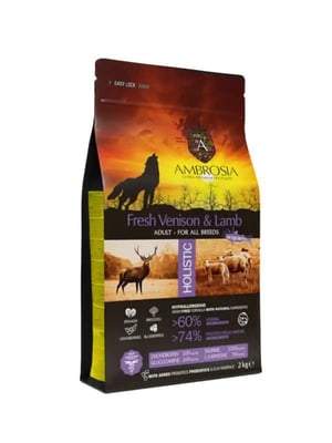 אמברוסיה בוגר צבי וכבש ללא דגנים 12 ק"ג - Ambrosia venison & lamb