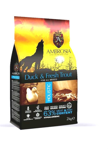 אמברוסיה בוגר ברווז ופורל 12 ק"ג - Ambrosia Duck and Trout Adult