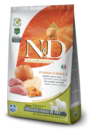 נטורל אנד דלישס בוגר חזיר תפוח ודלעת 12 ק"ג-N&D Boar Adult Medium&Maxi