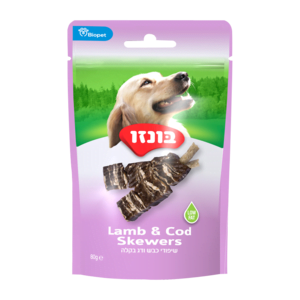 חטיף בונזו שיפוד כבש ודג בקלה 80 גרם