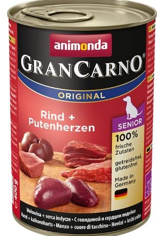 גראן קרנו סניור בקר ולבבות הודו 400 גר' - GranCarno Original Senior Cattle & Turkey Hearts