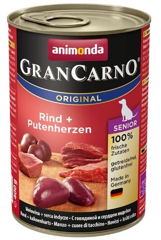גראן קרנו סניור בקר ולבבות הודו 400 גר' - GranCarno Original Senior Cattle & Turkey Hearts