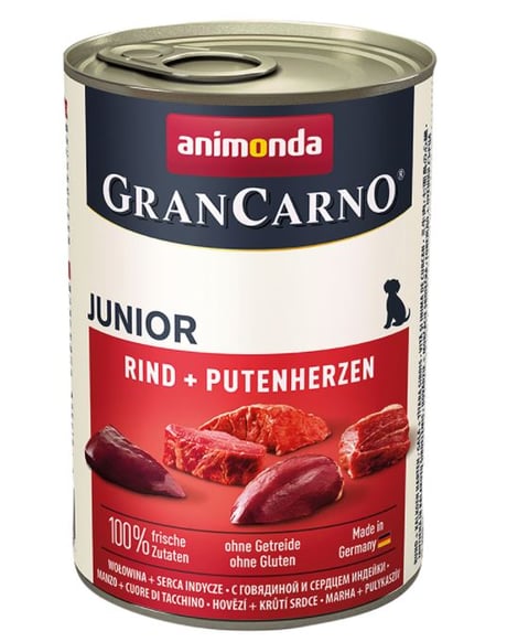 גראן קרנו לגורי כלבים בקר ולבבות הודו 400 גר' - GranCarno Original Junior Cattle & Turkey Hearts