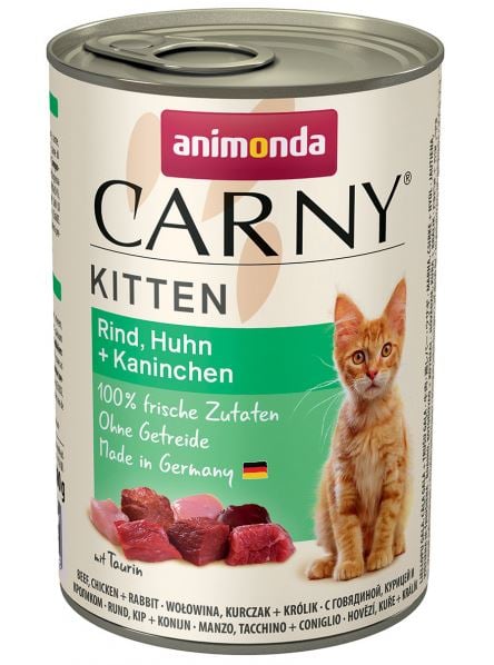 קרני גורי חתולים בקר עוף וארנבת 400 גרם - Carny Beef, Chicken & Rabbit Kitten