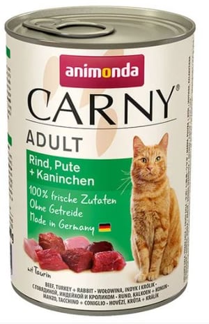 קרני בקר הודו וארנבת חתול בוגר 400 גרם - Carny Beef, Turkey & Rabbit Adult