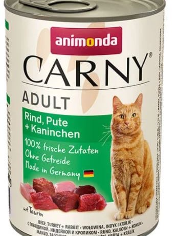 קרני בקר הודו וארנבת חתול בוגר 400 גרם - Carny Beef, Turkey & Rabbit Adult