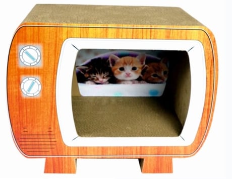 משטח גירוד ומסתור בצורת טלוויזיה